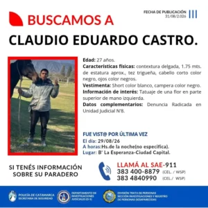 Buscan a un joven de 27 años que está desaparecido desde el sábado